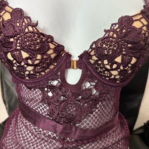 Purple Lace  with Floral Patterns and Jewel Accent